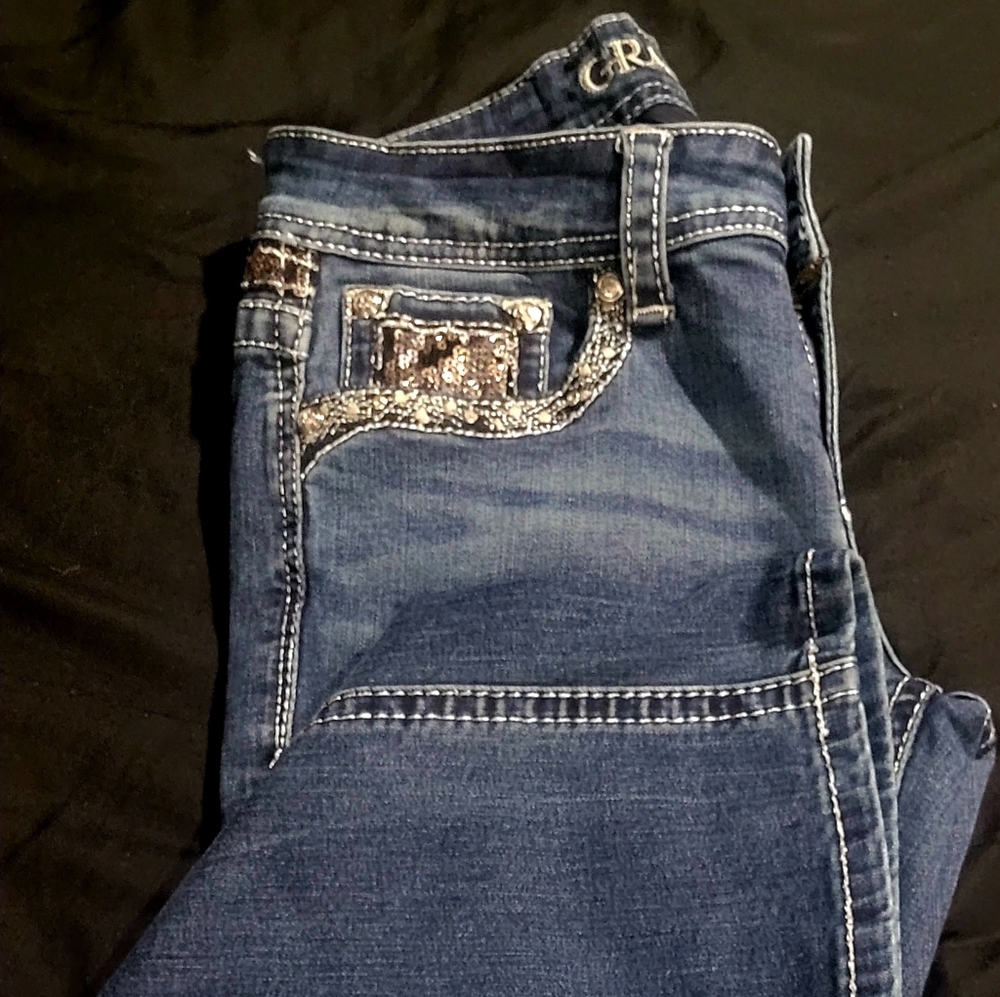 Grace in LA Bootcut embellished jeans, sz 26